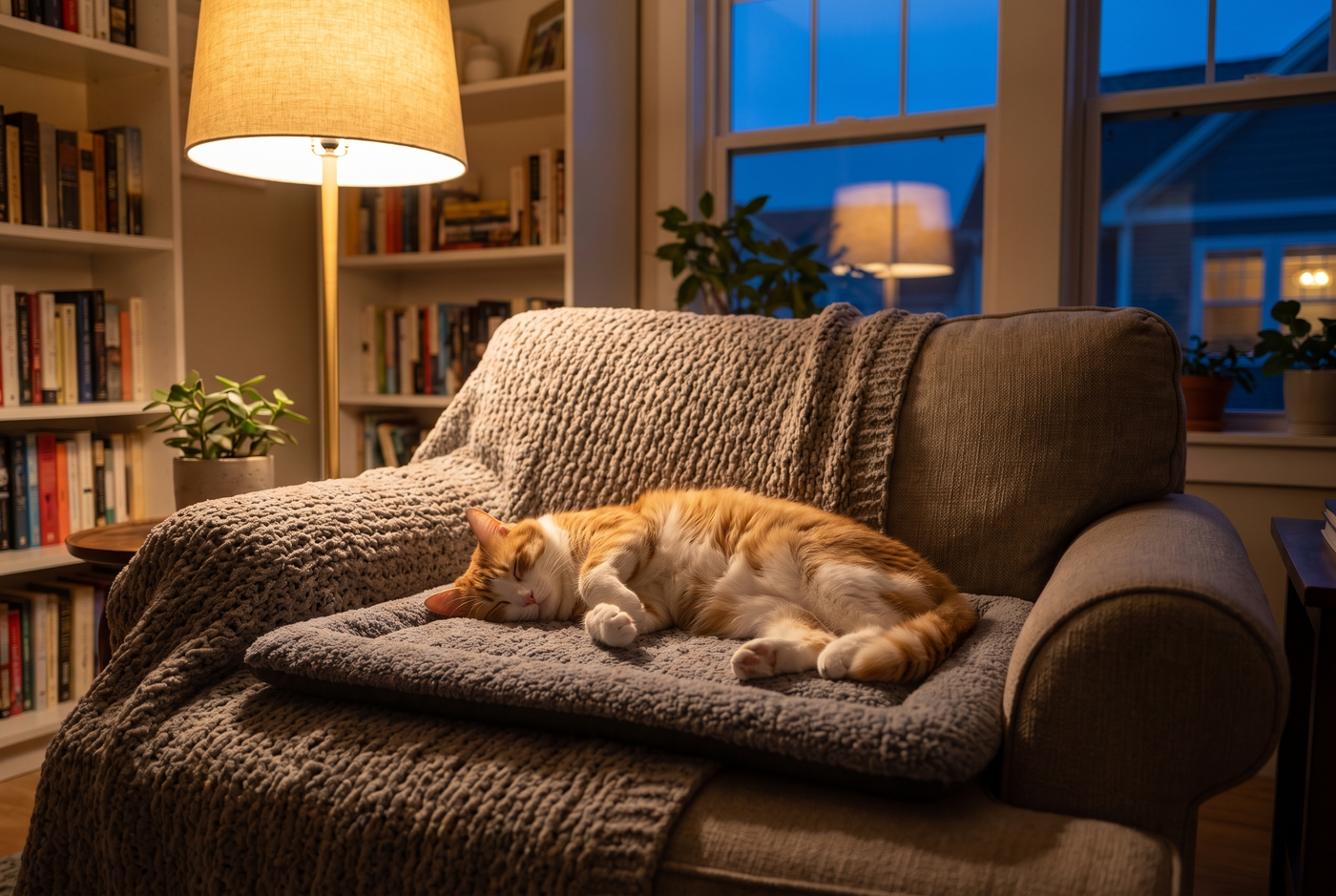 A cat sleeping peacefully on the Mavelle mat